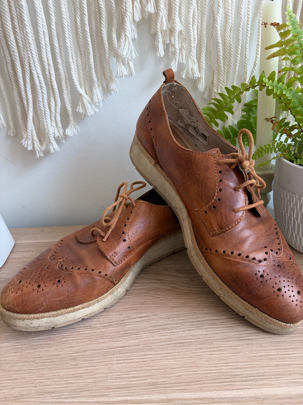 Pikolinos Womens Leather Wingtip Oxford Lace-Up Shoes - Brown size 9